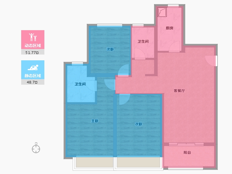 江苏省-无锡市-璞悦滨湖望-89.44-户型库-动静分区