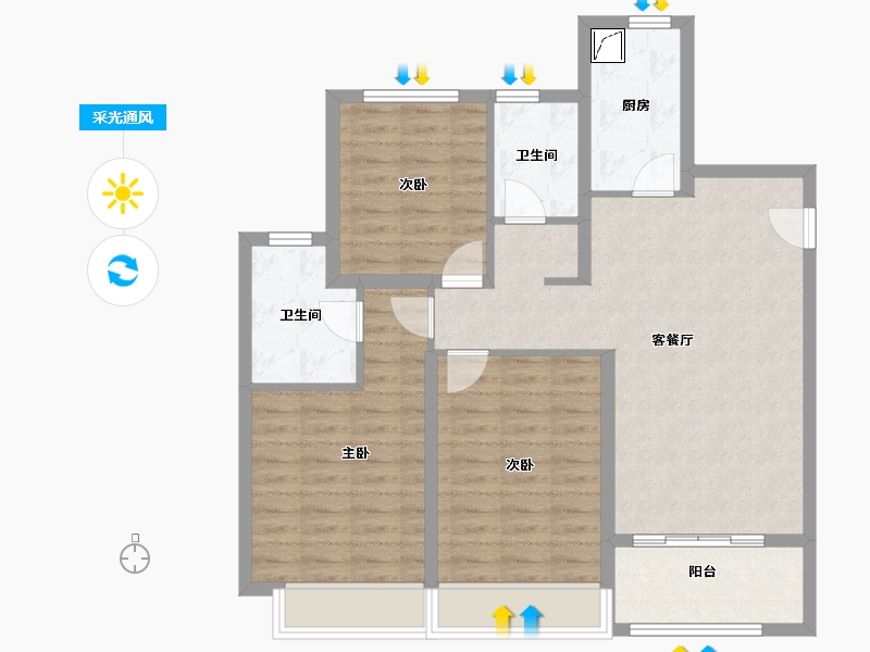 江苏省-无锡市-璞悦滨湖望-89.44-户型库-采光通风