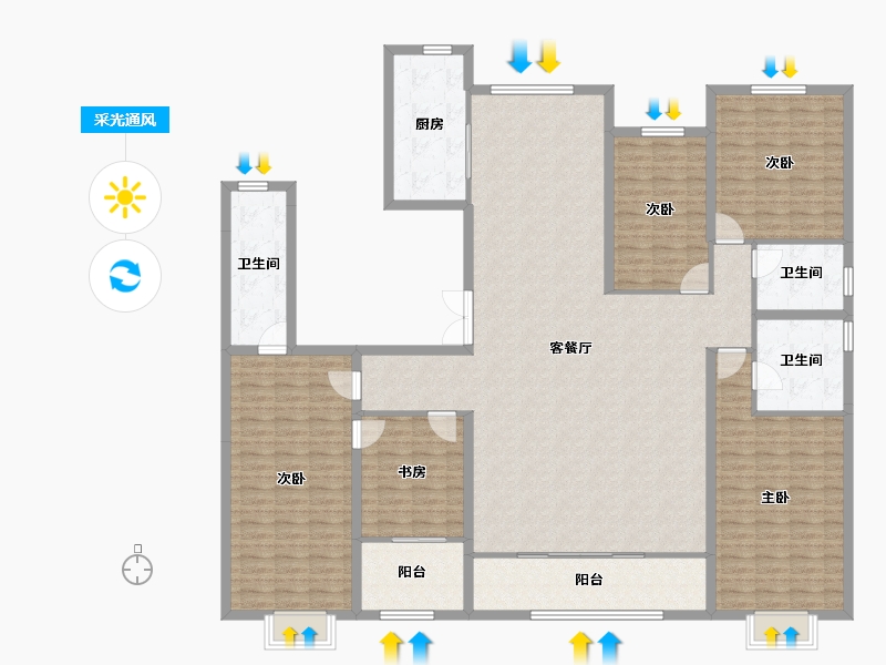 山东省-潍坊市-城投奥文公馆-196.93-户型库-采光通风