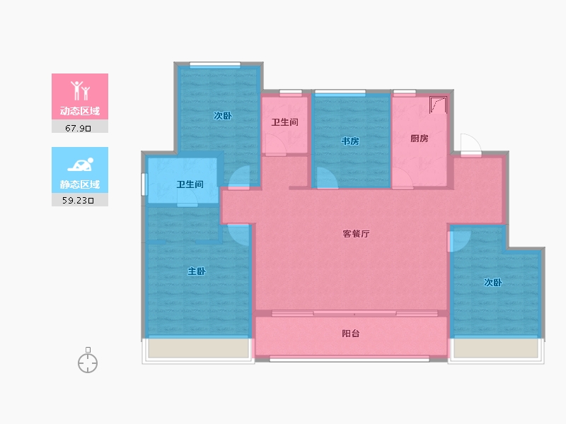 江苏省-无锡市-璞悦滨湖望-114.64-户型库-动静分区