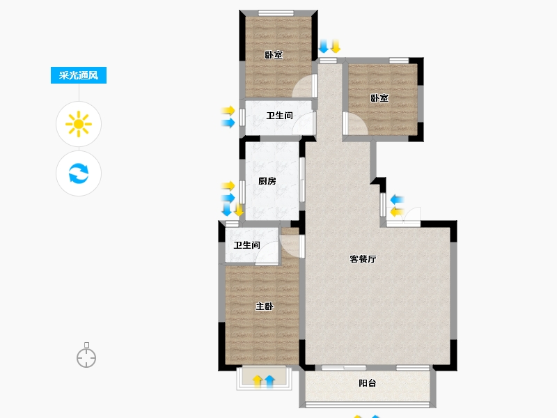 湖北省-武汉市-中建锦绣楚城-108.81-户型库-采光通风