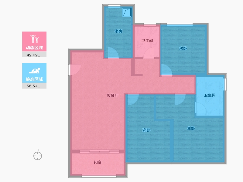 江苏省-无锡市-璞悦滨湖望-94.45-户型库-动静分区