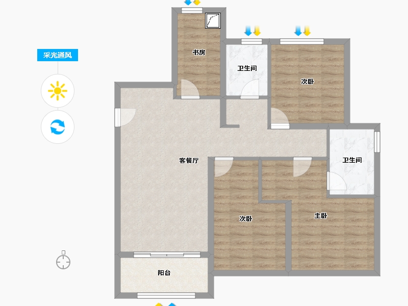 江苏省-无锡市-璞悦滨湖望-94.45-户型库-采光通风