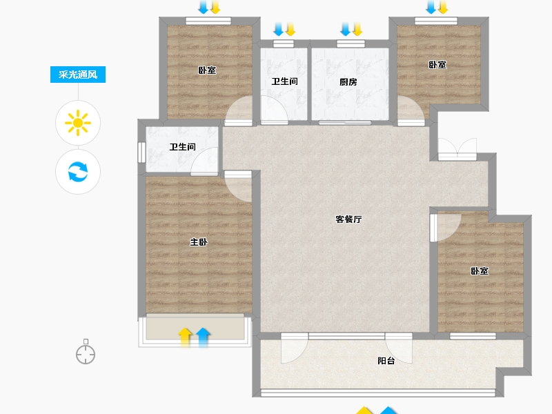 山东省-烟台市-中梁拾光里-110.40-户型库-采光通风