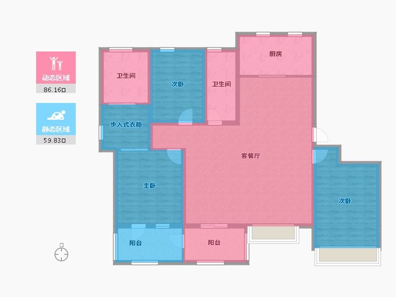 山东省-潍坊市-歌尔绿城-131.86-户型库-动静分区