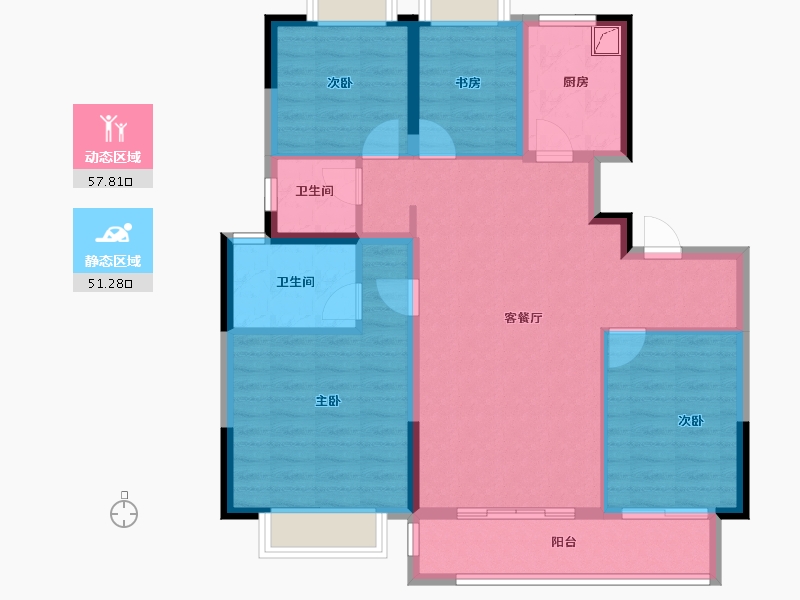 江苏省-无锡市-栖霞天樾府-97.63-户型库-动静分区