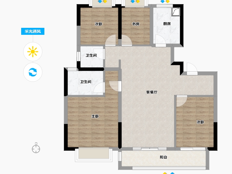 江苏省-无锡市-栖霞天樾府-97.63-户型库-采光通风