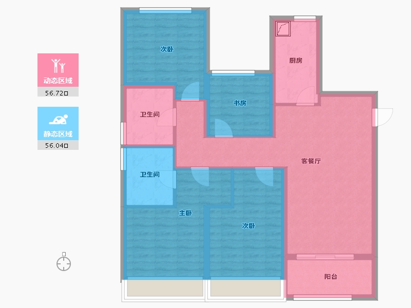 江苏省-无锡市-璞悦滨湖望-100.44-户型库-动静分区