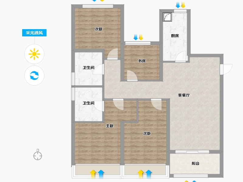 江苏省-无锡市-璞悦滨湖望-100.44-户型库-采光通风