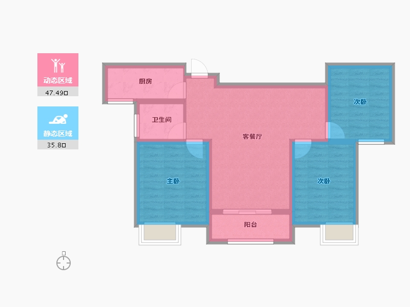 陕西省-西安市-长虹·四季-73.84-户型库-动静分区