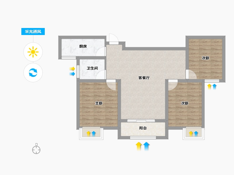 陕西省-西安市-长虹·四季-73.84-户型库-采光通风