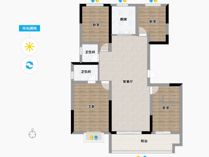 河南省-郑州市-融侨雅筑​-109.60-户型库-采光通风