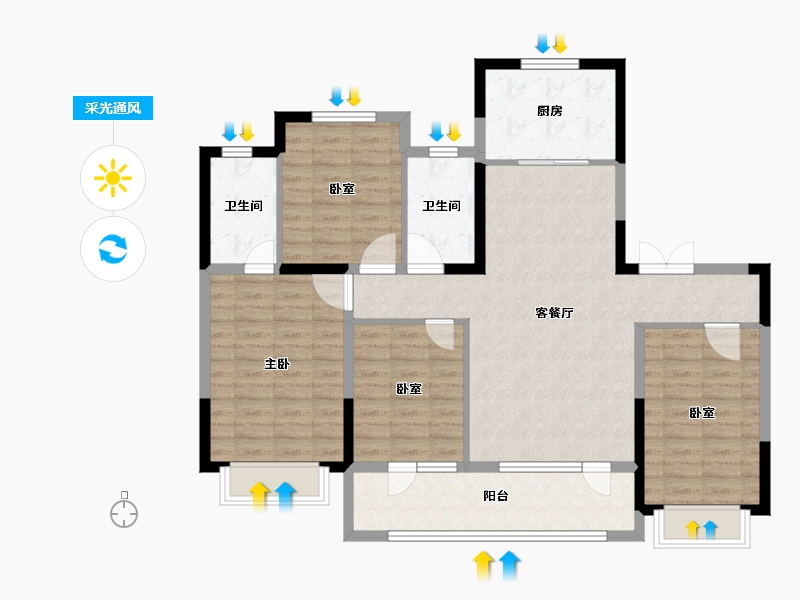 山东省-潍坊市-青岛印象春-112.80-户型库-采光通风