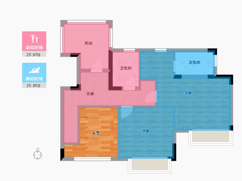 湖北省-武汉市-百瑞景滨江生活区-62.80-户型库-动静分区