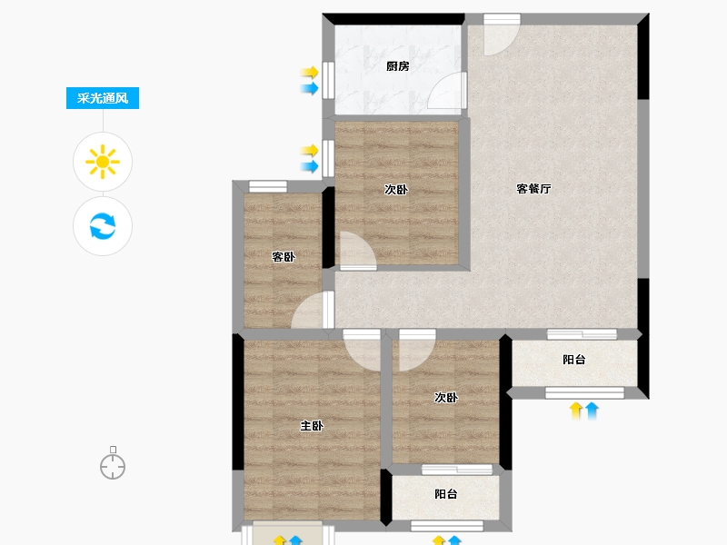 湖北省-武汉市-美联城观-68.68-户型库-采光通风