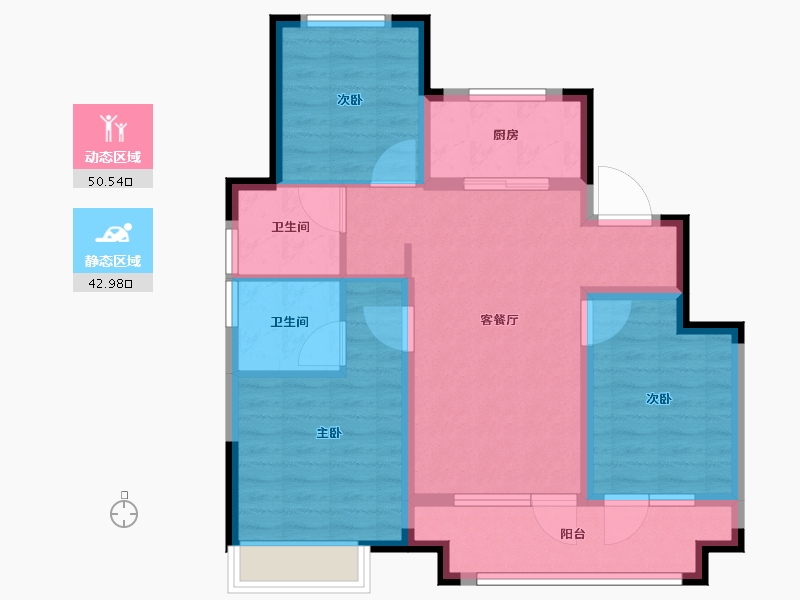 山东省-烟台市-龙湖悠山郡-83.21-户型库-动静分区