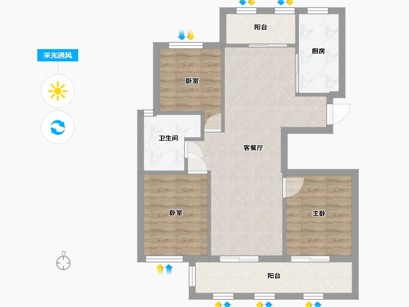 浙江省-绍兴市-国际华城-91.00-户型库-采光通风