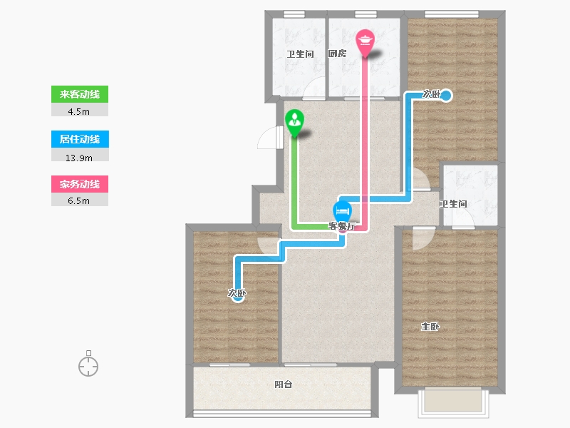 山东省-潍坊市-邦泰郡王府东郡-109.67-户型库-动静线