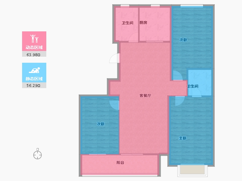 山东省-潍坊市-邦泰郡王府东郡-109.67-户型库-动静分区