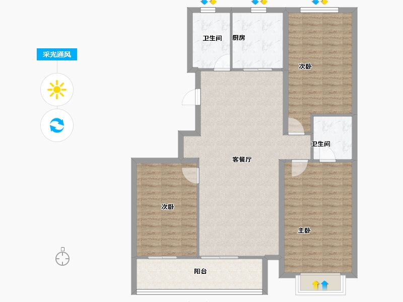 山东省-潍坊市-邦泰郡王府东郡-109.67-户型库-采光通风