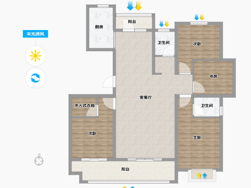 山东省-临沂市-城开景悦-129.61-户型库-采光通风