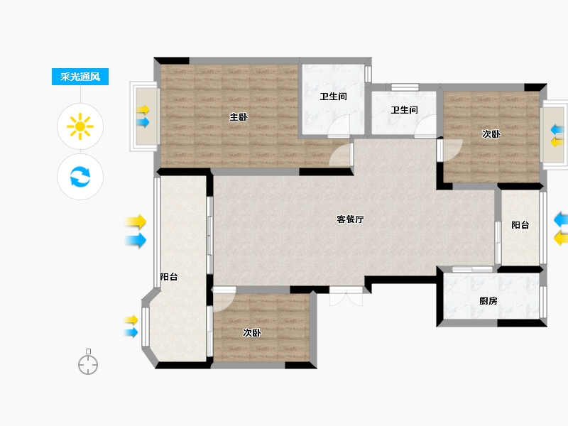 浙江省-温州市-方正珑玺-109.47-户型库-采光通风