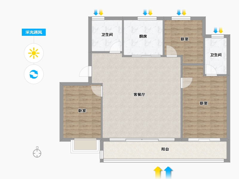 浙江省-宁波市-绿城·云栖桃花源-102.53-户型库-采光通风