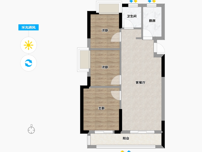 湖北省-武汉市-百瑞景滨江生活区-63.12-户型库-采光通风