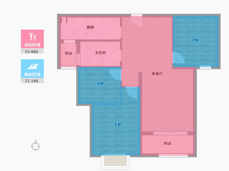 陕西省-西安市-辰宇世纪城-72.98-户型库-动静分区