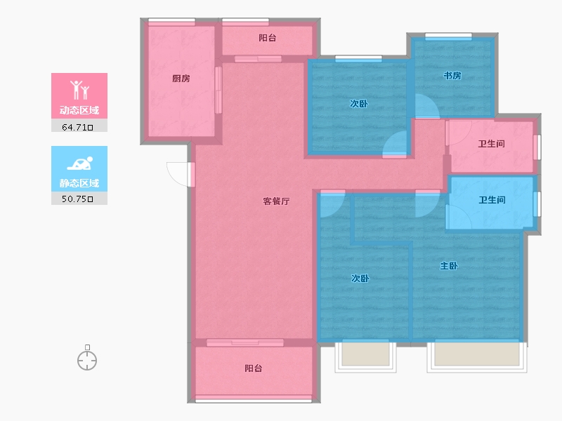 陕西省-西安市-世茂璀璨倾城-102.65-户型库-动静分区