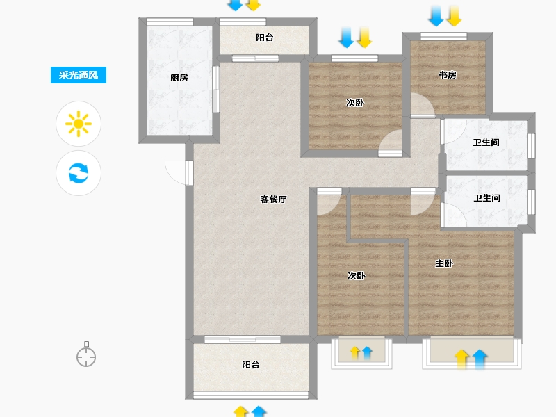 陕西省-西安市-世茂璀璨倾城-102.65-户型库-采光通风