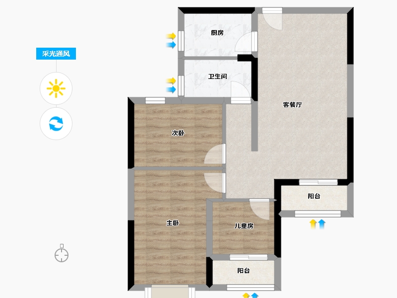 湖北省-武汉市-美联城观-70.58-户型库-采光通风