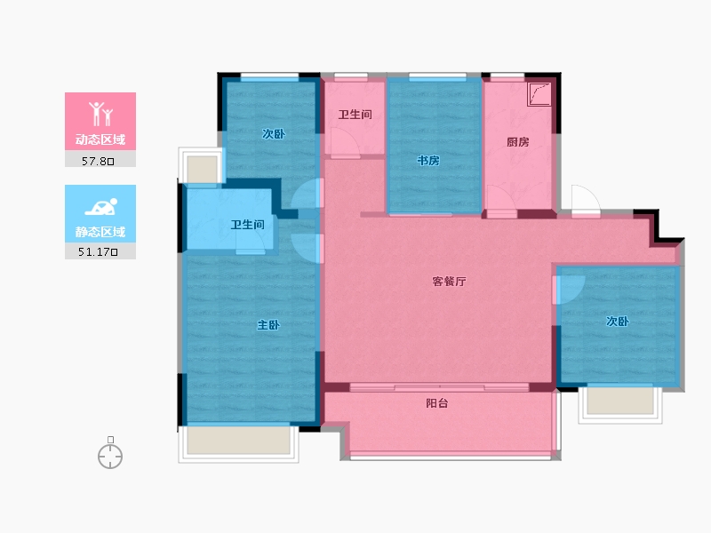 江苏省-无锡市-金融街路劲时光鸿著-97.74-户型库-动静分区