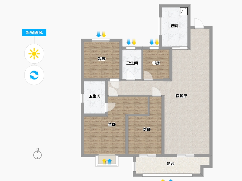 江苏省-宿迁市-新城玺樾府-113.15-户型库-采光通风