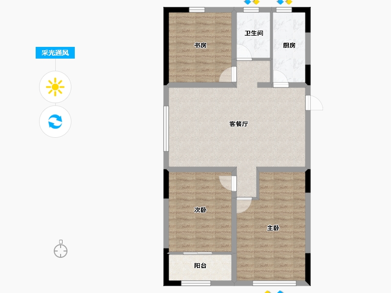 山东省-潍坊市-郡园-86.40-户型库-采光通风