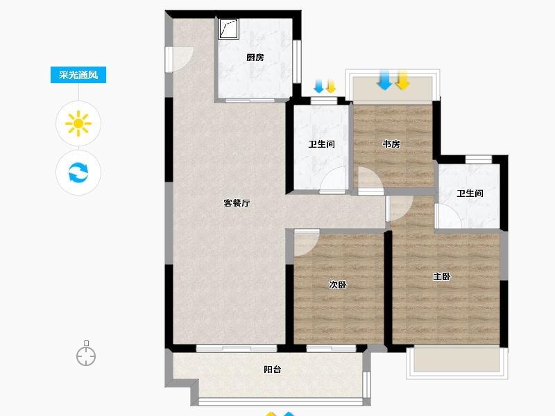 江苏省-无锡市-金融街路劲时光鸿著-84.34-户型库-采光通风