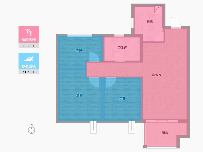 江苏省-无锡市-新力翡翠湾-71.33-户型库-动静分区