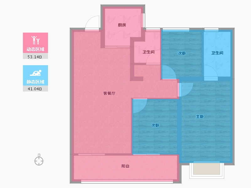 陕西省-西安市-中南·上悦城四期東沣-84.80-户型库-动静分区