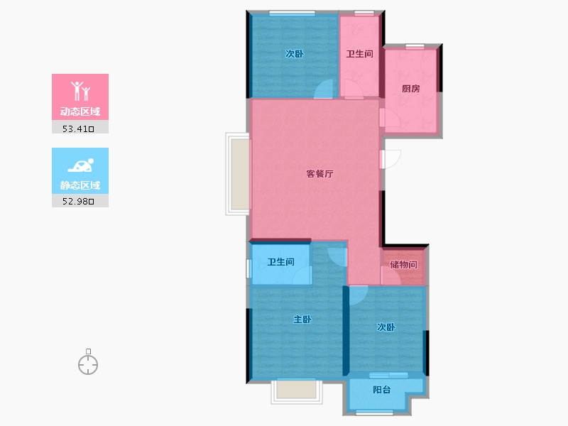 湖北省-武汉市-青青佳园-96.00-户型库-动静分区