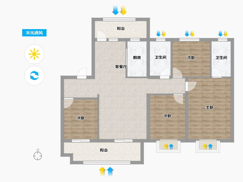 山东省-临沂市-融创·未来壹号-112.87-户型库-采光通风