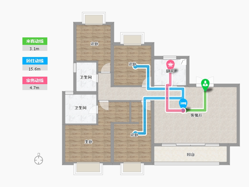 湖南省-长沙市-东原麓印长江-113.61-户型库-动静线