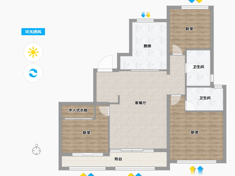 山东省-烟台市-融创壹品-108.74-户型库-采光通风