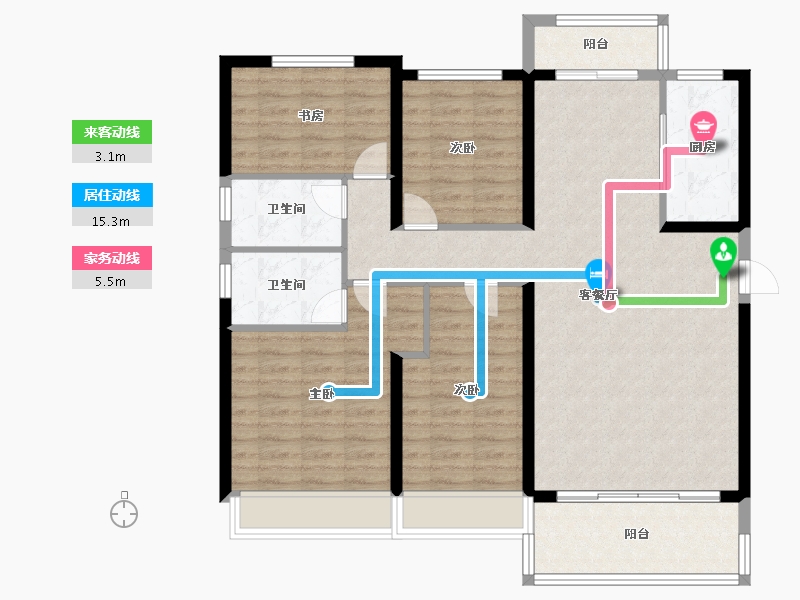 陕西省-西安市-西安碧桂园香湖湾1号-114.40-户型库-动静线