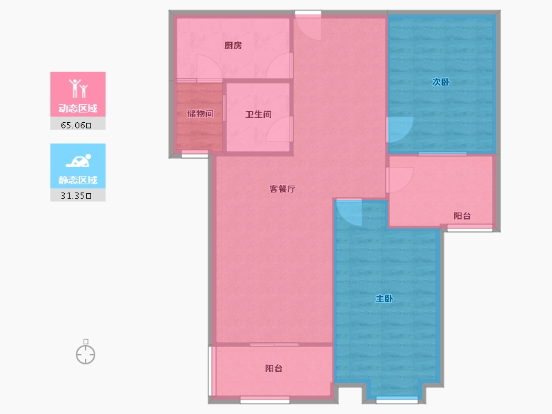 湖北省-武汉市-杨家湾小区-85.61-户型库-动静分区