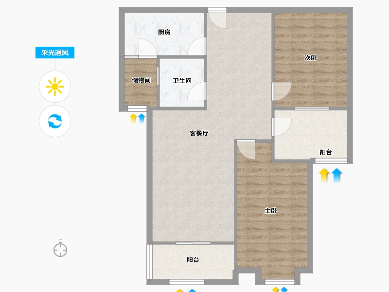 湖北省-武汉市-杨家湾小区-85.61-户型库-采光通风