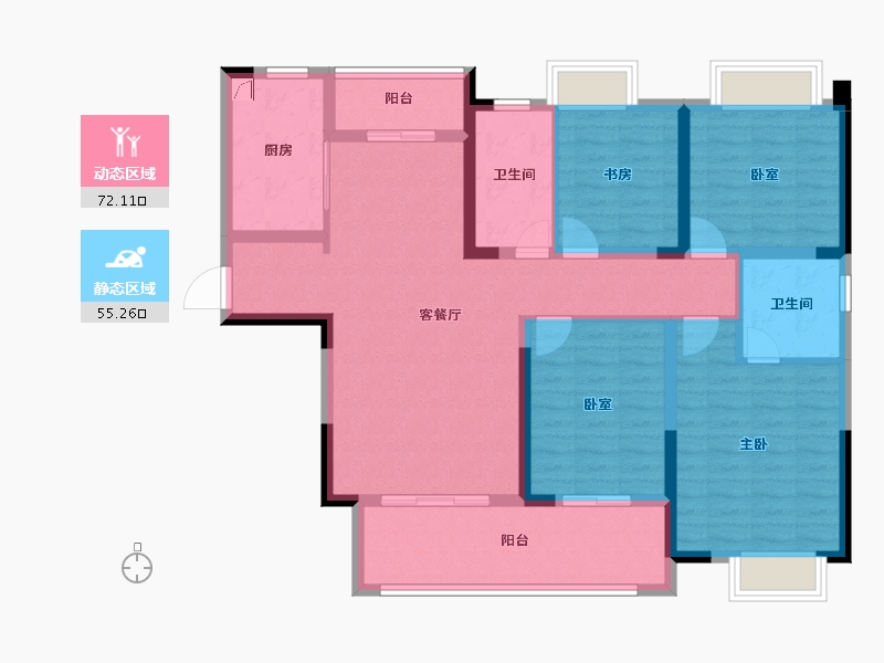 湖南省-长沙市-国欣向荣广场-113.61-户型库-动静分区