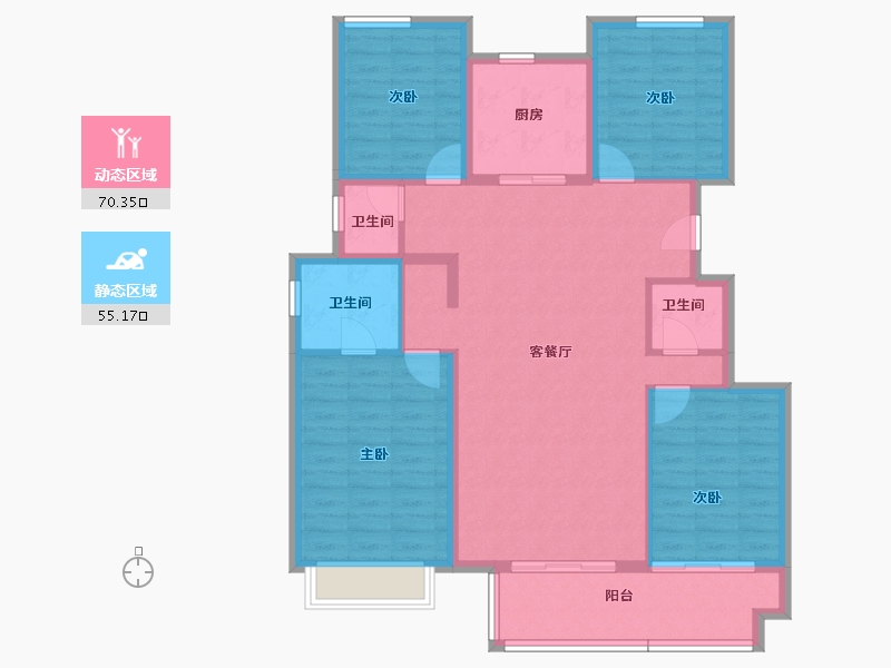 陕西省-西安市-世茂璀璨倾城-113.42-户型库-动静分区