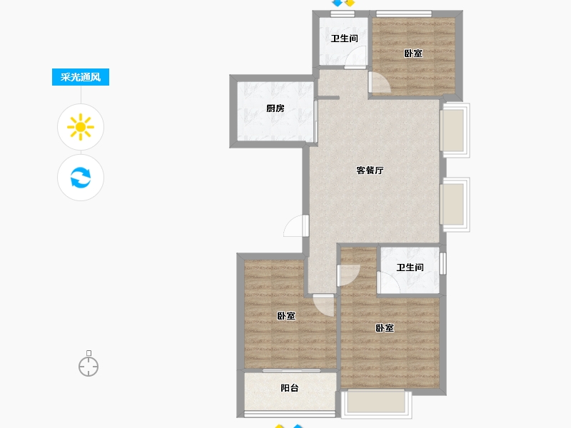 浙江省-宁波市-绿城·云栖桃花源-78.88-户型库-采光通风