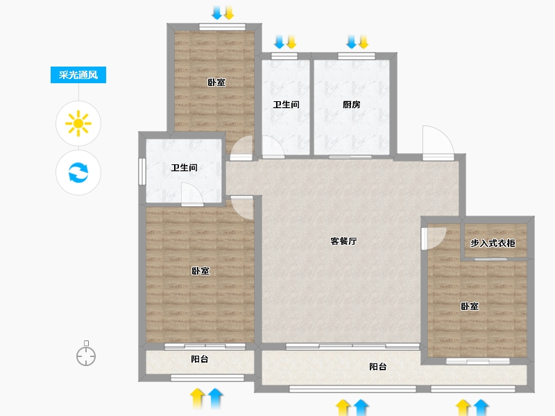 山东省-烟台市-融创壹品-124.67-户型库-采光通风