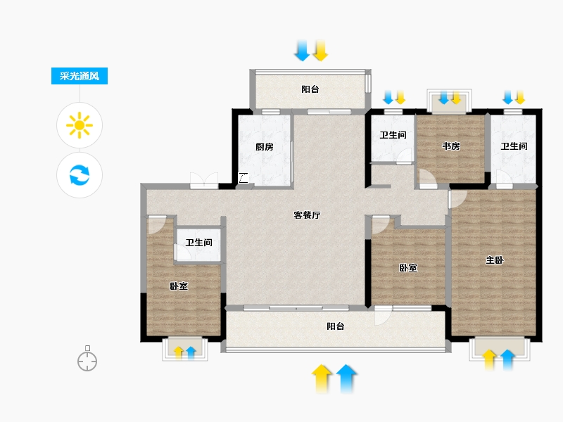 湖南省-长沙市-当代府MOMΛ-154.41-户型库-采光通风